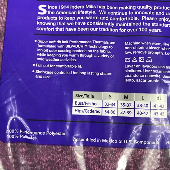 Indera Thermal Leggings Pant Small Ribbed Knit Silvadur Base Layers Wicking Soft - Picture 8 of 9